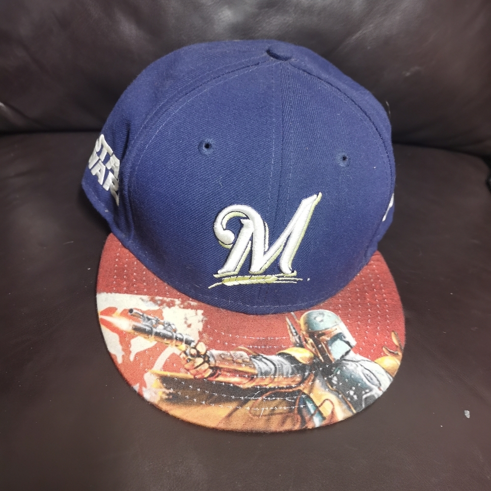 Milwaukee Brewers Hat New Era 59Fifty Star Wars Mandalorian Baseball Cap Size 8